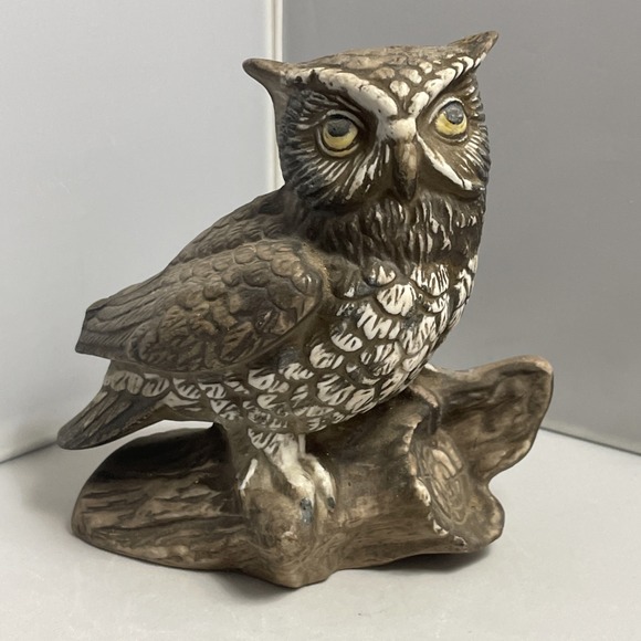 Homco Other - Vintage HOMCO Owl Figurine Painted Porcelain Branch Fall Decor Retro 80s